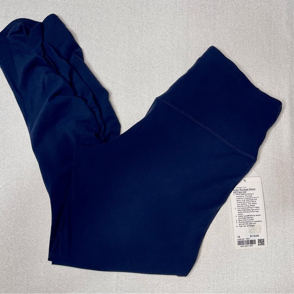 Lululemon Align High Rise Pant Ruched Waist Leggings True Navy Blue 14 NWT - Picture 7 of 12